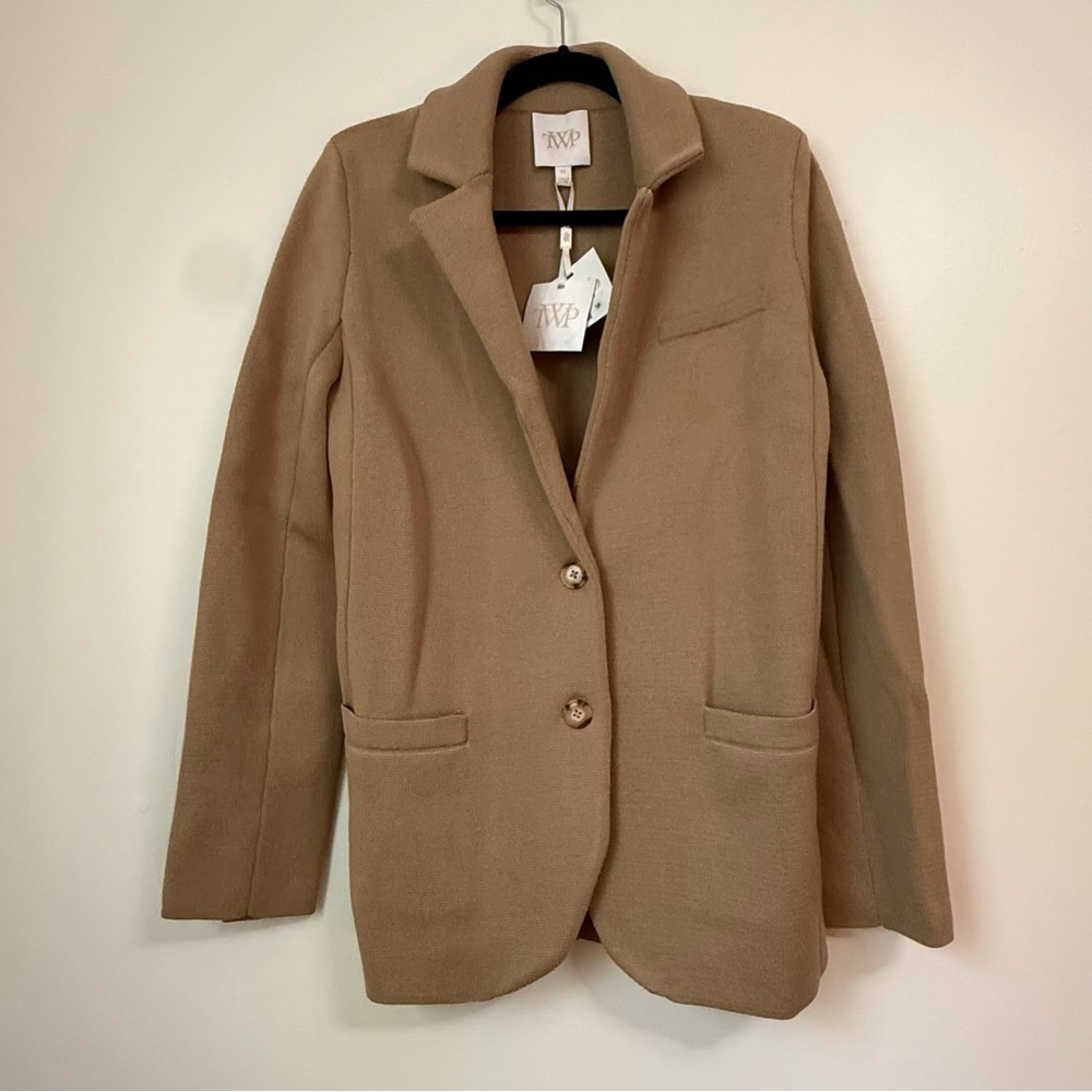 NWT TWP Camel Beige Knit Boyfriend Blazer 100% Merino Wool, size M - Picture 7 of 16
